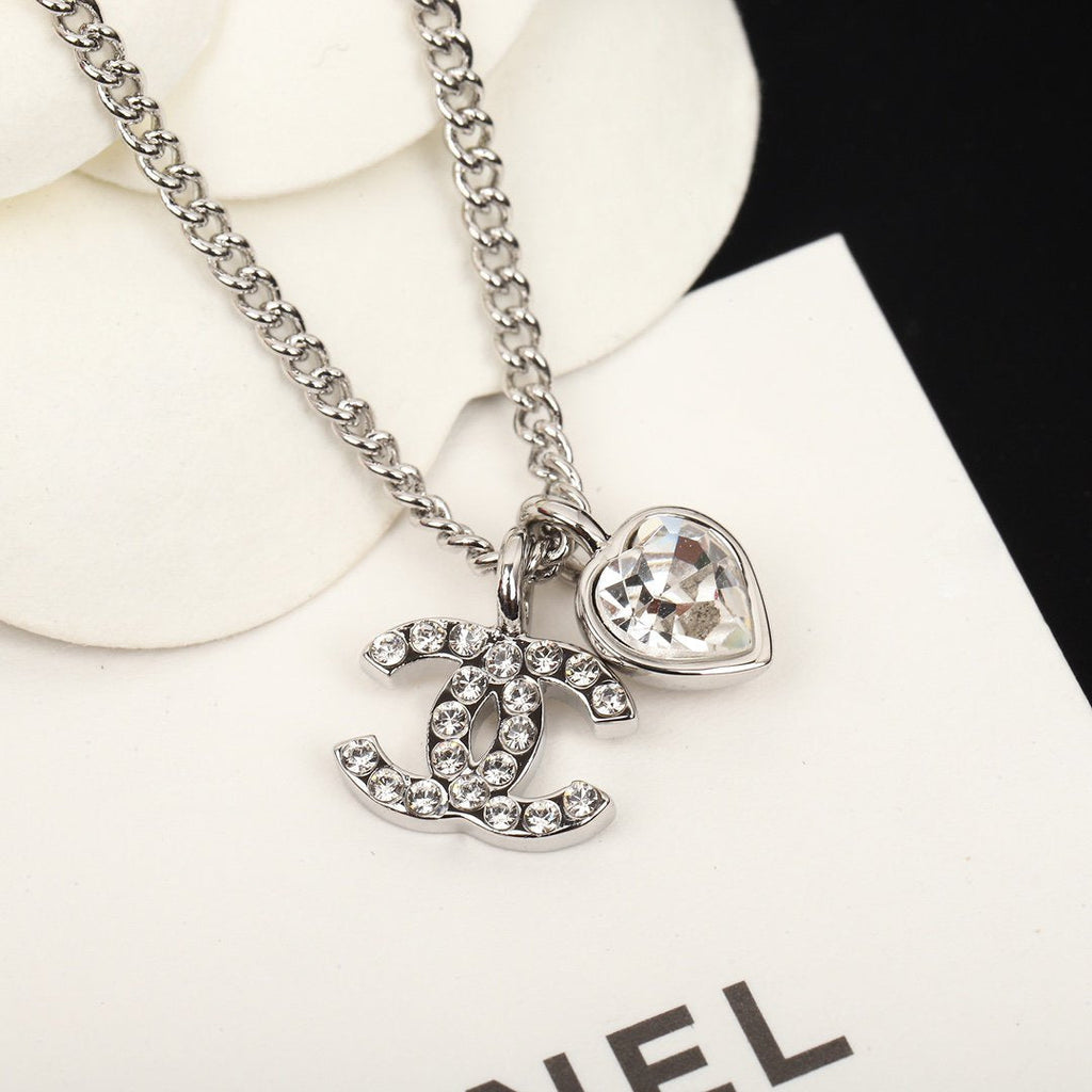 Chanel Double C Heart Diamond Necklace