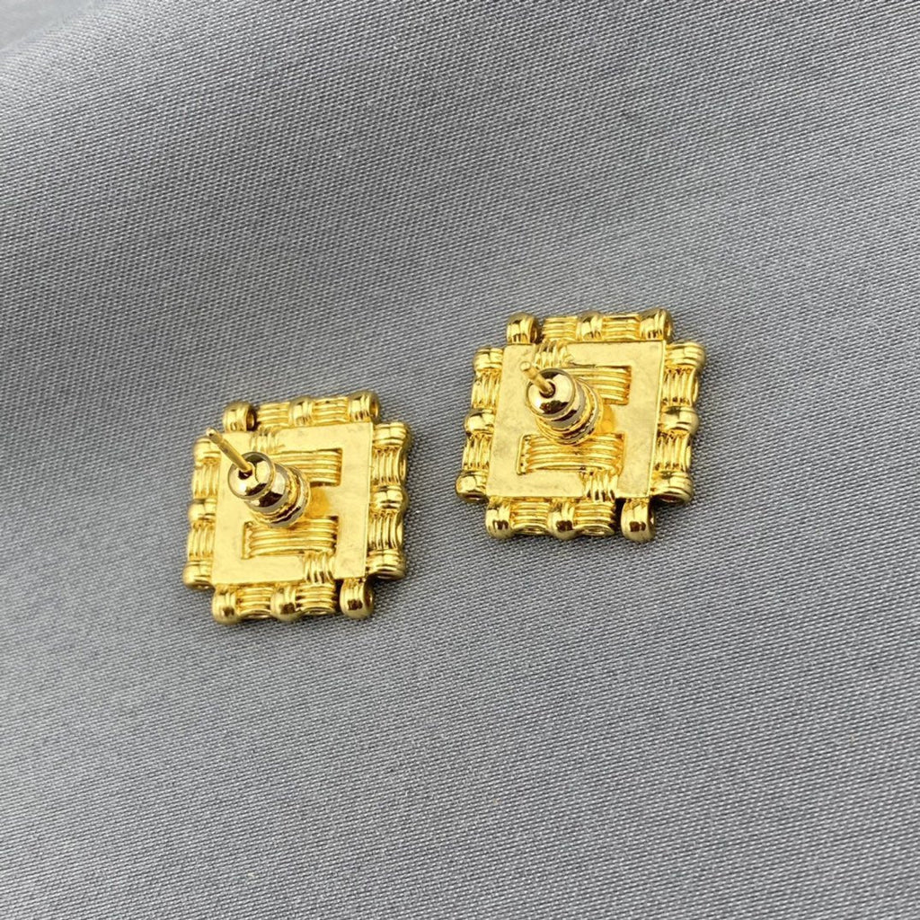 Fendi FF White Gold Earrings