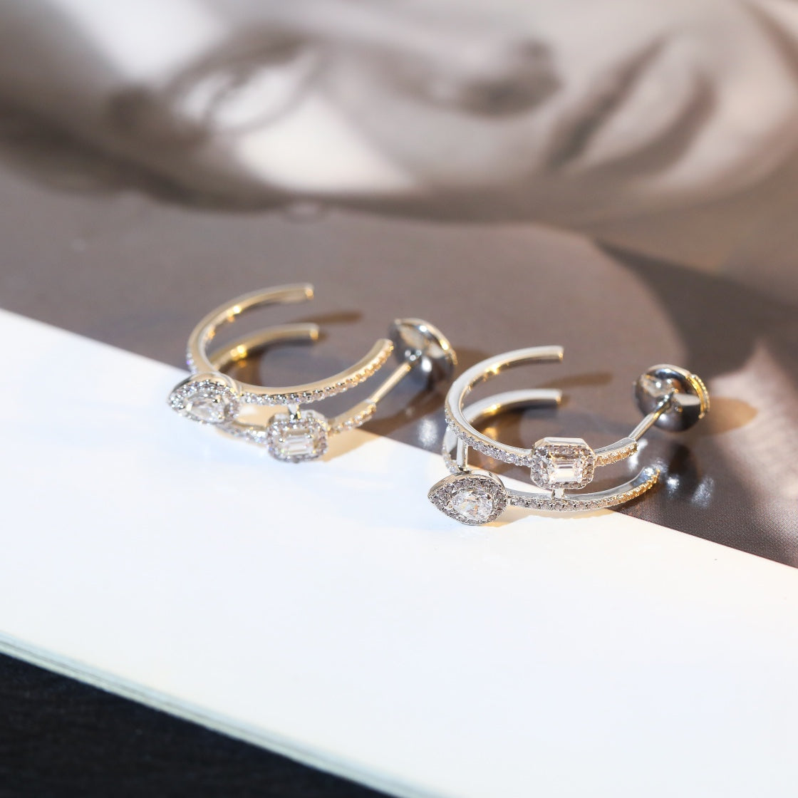 Messika Creoles My Twin 2 Rangs Silver Cubic Zirconia Earrings