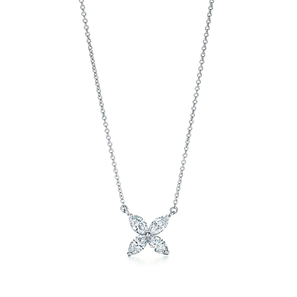 Tiffany Platinum and Cubic Zirconia Victoria Pendant Necklace