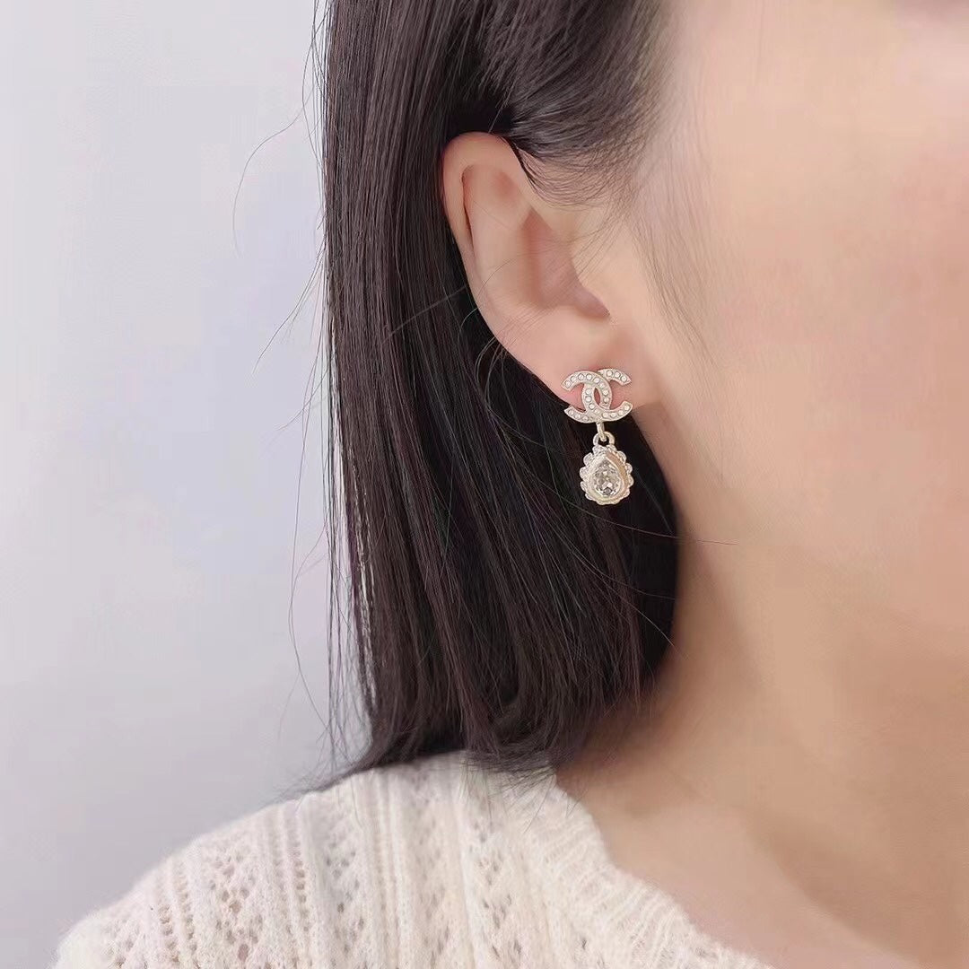 Chanel Double C Diamonds Teardrop Earrings